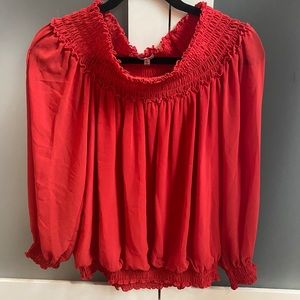 Red over the shoulder blouse